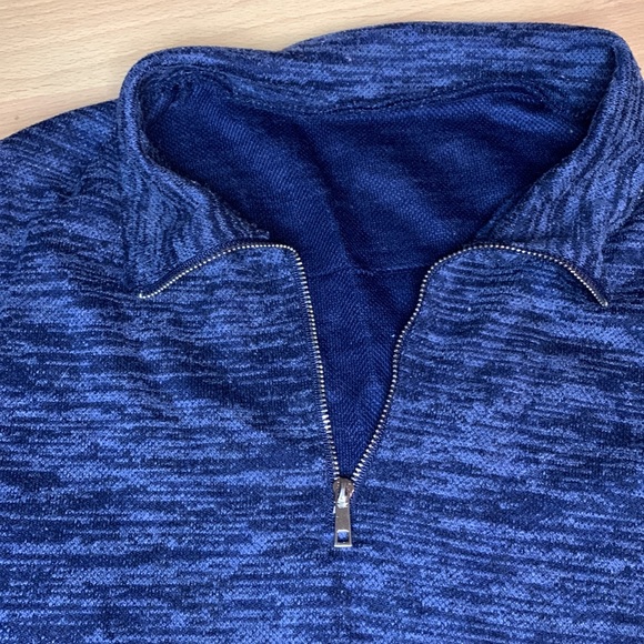 Navy Blue Quarter Zip Loose Fit Pullover Sweater - Picture 3 of 8